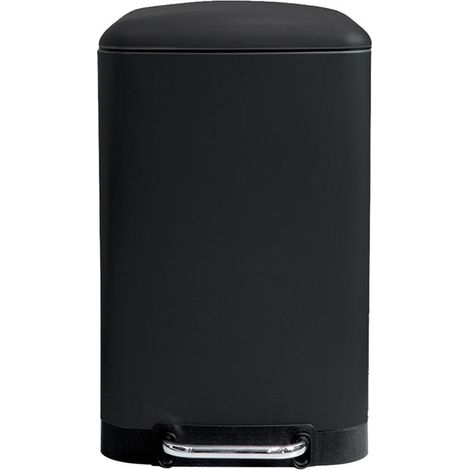 Perel bidone a pedale in metallo con secchio estraibile, solida base antiscivolo e pedale rinforzato, ideale per casa e ufficio, capacità 30 litri, rettangolare 61,5 x 32,5 x 34,5 cm, nero opaco
