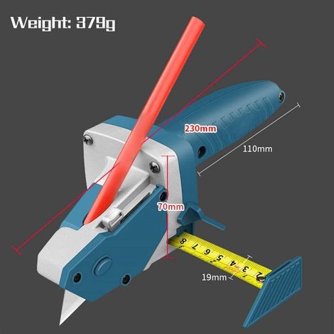 Gipskartonschneider, Gipskartonschneider, Schneidwerkzeug für Trockenbau-Artefakt-Zimmereiplatten, mit integriertem 5-m-Maßband