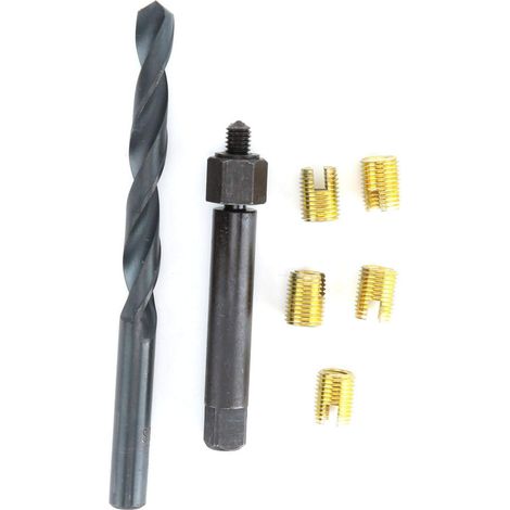 12pcs vis d'insertion de Filetage autotaraudeuse M6 x 1 Kit de réparation de Filetage Inserts de Filetage étui à Outils avec perceuse torsadée et Outil d'installation (1/5)