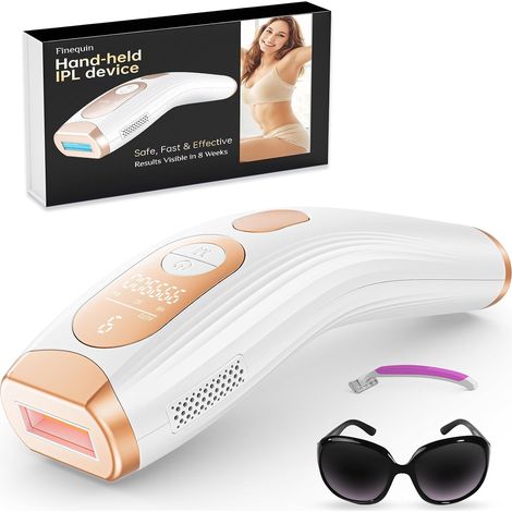 Épilation au laser Finequin, épilation définitive au laser IPL pour femmes et hommes, appareil d'épilation avec lumière rouge IPL à 3,0 nm, appareil d'épilation au laser à domicile pour le visage