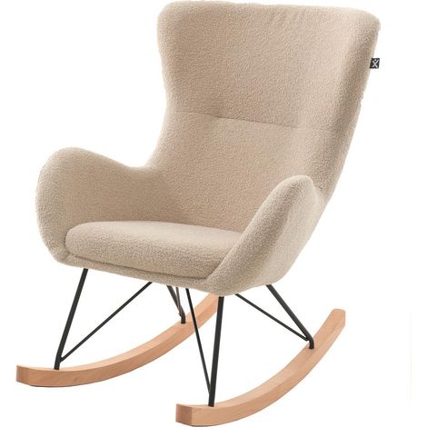 Fauteuil à Bascule Bouclette "Rocky" 101cm Beige (1/2)
