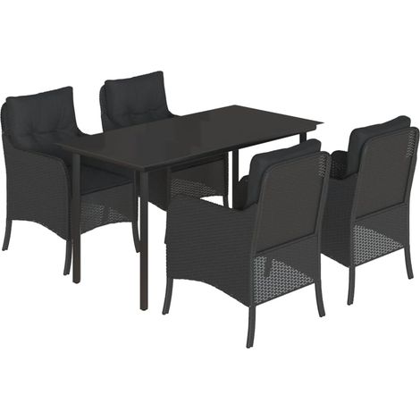 Maison Exclusive - 5-tlg. Garten-Essgruppe mit Kissen Schwarz Pol (1/5)