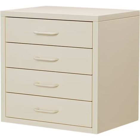 Table De Chevet,Beige, Table De Nuit Sobre Avec 4 Tiroirs, Convient Pour Tout Lit Et Toute Chambre, 35 x 26 x 35 cm (1/2)