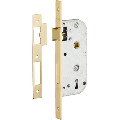 Thirard – Serrure encastrable à clé pour porte de chambre – Axe 40mm – Bouts carrés – Gâche plate en acier – Demi-tour réversible (1/2)