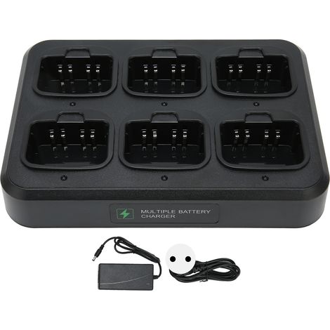 Chargeur 6 emplacements pour talkies-walkies WEIERWEI, affichage lumineux, dissipation thermique rapide, base légère de charge, prise UE (1/5)