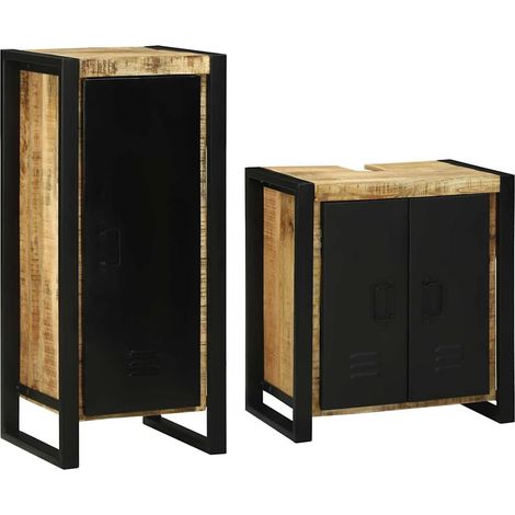Maison Exclusive - Badezimmermöbel-Set mit Regal 2 pcs Braun Mass (1/5)