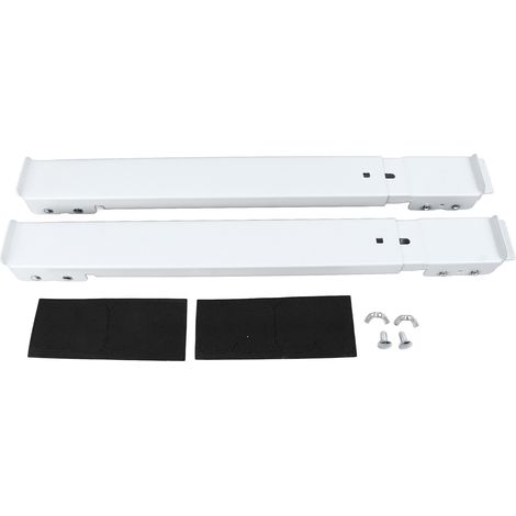 Support de lavage avec roulettes, réglable 45-70cm, acier blanc, frein, silencieux, charge 300kg, pour machine à laver et réfrigérateur, lot de 2 (1/5)