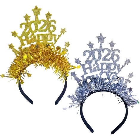 Neujahrsstirnband – 2 Dekoartikel Hut für ein frohes neues Jahr 2026, für festliche Anlässe, Feiern, Partys und Familientraditionen (1/5)