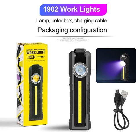 Projecteur magnétique COB (Ziguang) - Rechargeable par USB - 4 modes d'éclairage - Usage d'urgence - Réparable - Avec crochet (1/5)