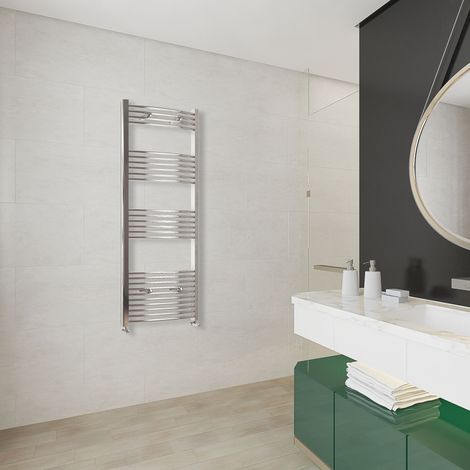Acezanble 1600x500mm(HxW)Chrome Curved Center Heated Towel Track Heated Towel Radiator (1/5)