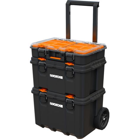 WORW BY KETER Stack'n Roll Worx système modulaire 3 en 1 Noir 65 L avec roues 7 pouces