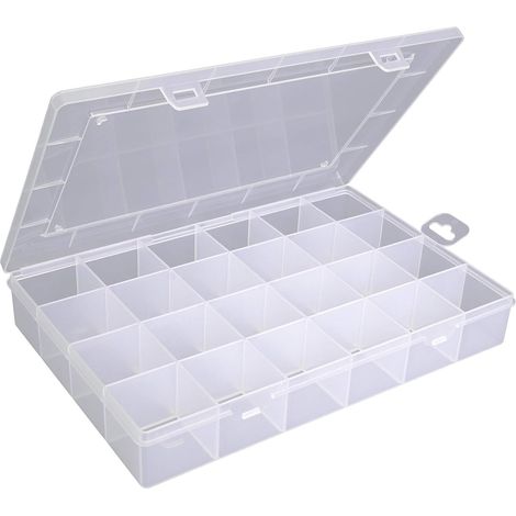 1 Boîte Rangement Plastique 24 Compartiments Transparent Polypropylène Incassable Pour Vis Pièces (1/3)