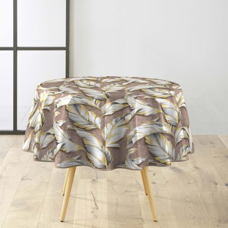 Nappe Toile Cirée Ronde "Ebany" 160cm Marron