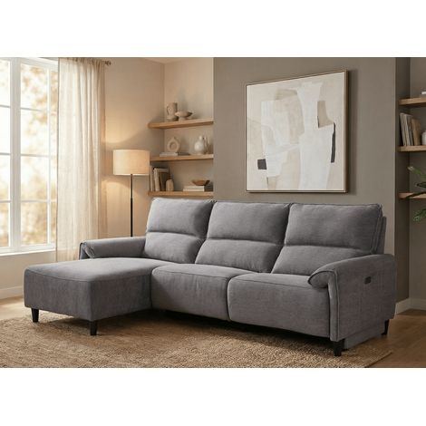 Canapé d’angle relax électrique en tissu gris foncé LUDMILA - (1/5)
