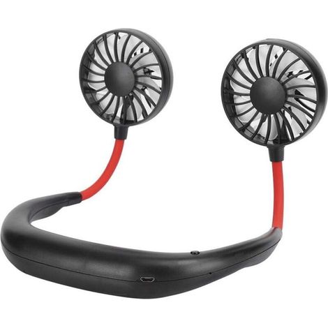Ventilateur de Cou Suspendu Portable, Ventilateur de Tour de Cou de Ventilateur Mains Libres Personnel, Ventilateur Portable Rechargeable par USB à 3 Vitesses, (noir)- (1/5)