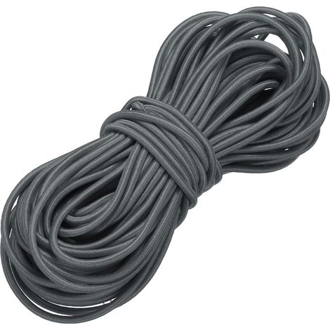 Corde élastique de 0,3 cm x 124,7 m en polyester très résistant pour kayak, bâche, bateau, tente, camping, loisirs créatifs, gris (1/5)