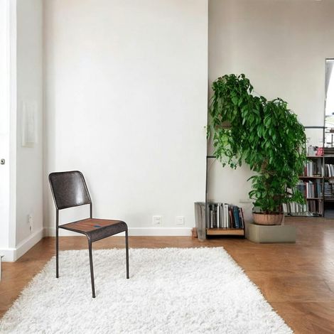 Chaise de repas métal recyclé perforée 40x48x88cm CARAVELLE (1/3)