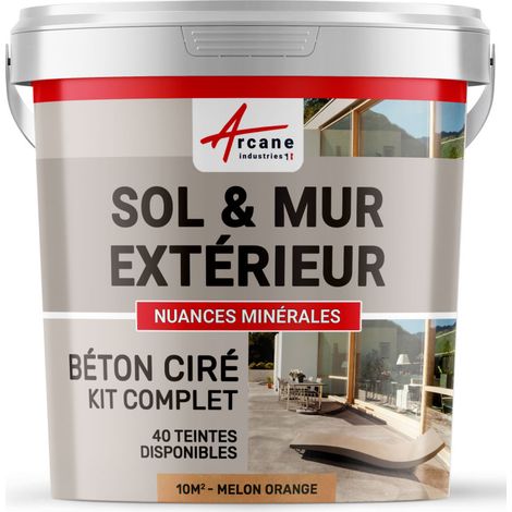 BETON CIRÉ: KIT KUNSTHARZ-BETONBESCHICHTUNG FÜR DRAUSSEN - Böden, Wände, Terrassen, Balkone, Treppen - Melonen-Orange - kit 10 m2 (2 couches)