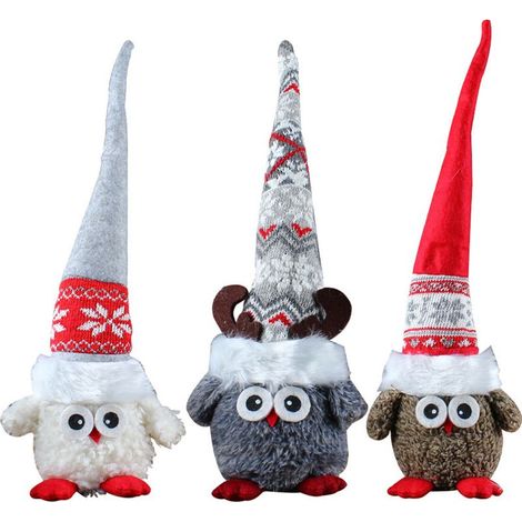 Décoration de bureau hibou à chapeau pointu, poupée elfe créative à chapeau long, décoration de vitrine, articles de fête, gris, taille unique. (1/5)