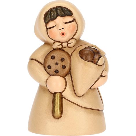 THUN - Donna con Castagne in Ceramica Decorata a Mano, Colore Champagne, Linea Presepe Classico, Decorazioni Natale Casa, 5x4.7x8 cm h (1/5)