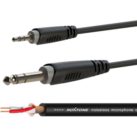 Cable de audio con conector jack estéreo de 3,5 mm / conector jack estéreo de 6,3 mm, 1,5 m, Roxtone SACC280L1.5 (1/5)