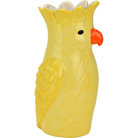 Vase en céramique Perroquet Jaune 13 x 25 x 13 cm