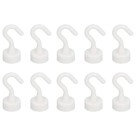 Lot de 10 Crochet Aimanté, Crochets Magnétiques blancs en ABS robuste pour réfrigérateur et micro-ondes 5,1 kg - (1/5)