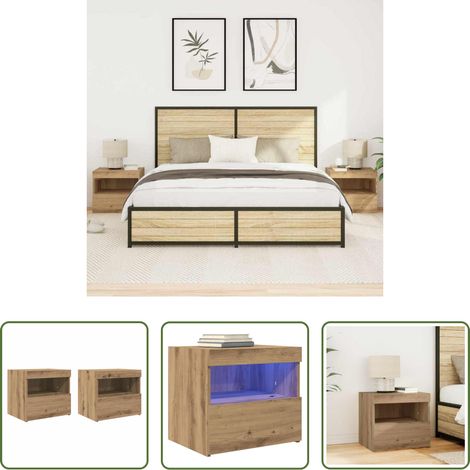 Holz Nachttisch - Nachttisch 2 pcs Artisan-Eiche 50 x 40 x 45 cm Holzwerkstoff (1/5)