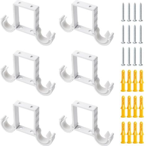 6 - Gardinenstangenhalterung - Aluminiumlegierung - Deckenmontage - Doppelstange für Verdunkelungs- und transparente Gardinen - Wohnzimmer, Schlafzimmer, Badezimmer - Weiß - 13 x 8,5 cm (1/5)