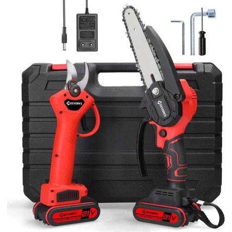 Mini Tronçonneuse à Batterie 6 Pouces, Tronçonneuse Électrique Sans Fil Brushless avec 2 Batteries 2.0Ah, Chaîne, 5m/s Vitesse de la Chaîne pour la Coupe du bois, l'élagage le Jardin (1/4)
