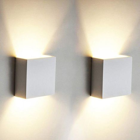 2Pcs Applique Murale LED Moderne,Applique Murale Interieur Murale Carrée Blanche Appliques Murales Décoratives pour Chambres à Coucher Chambre Salon (1/5)