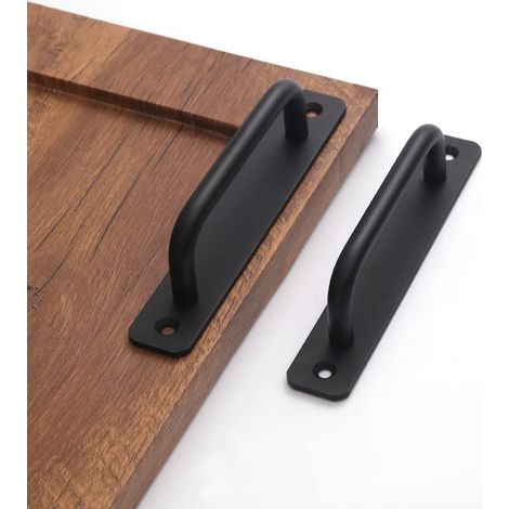 2-teiliger Schiebetürgriff, Länge 180 mm, mit Langschild, aus Aluminiumlegierung, passend für Möbel, schwarz, mit Schrauben (1/5)