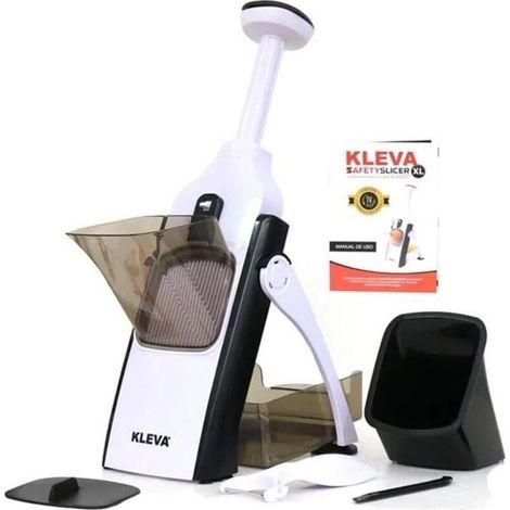 (White and Black)Safety Slicer XL Mandoline Cutting Vegetables Multifunction Coupez all your food in tranches, juliennes, sticks or des (1/4)