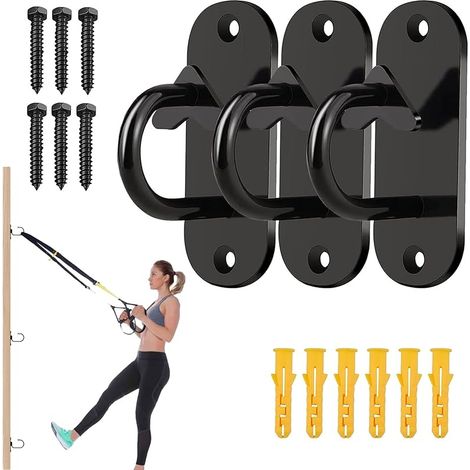 Suspension d'ancrage Sangles 3pcs, Équipement de Sport de Fixation, Mur de Montage Au Plafond Support d'ancrage Crochet Corde d'escalade Swing Sandbag, pour Fitness, Yoga, Swing, Bataille Cordes (1/5)