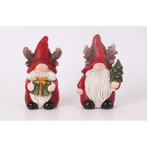Dekofigur Zwerg Polyresin 15 cm rot weiß 2-fach sortiert Weihnachtscharaktere