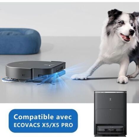 Lot de 27 accessoires pour robot aspirateur ECOVACS DEEBOT X5 OMNI, X5 PRO OMNI Pièces de rechange : 1 brosse principale, 6 brosses latérales, 4 filtres HEPA, 6 sacs d'aspirateur, 8 tampon (1/5)