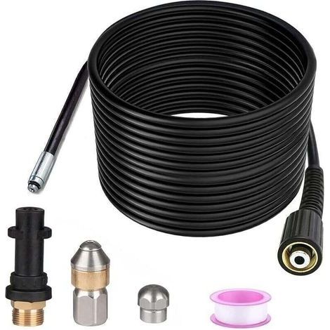 15m Déboucheur Canalisation Pour Karcher Nettoyeur Haute Pression Déboucheur Canalisation Professionnel Compatible K2-K7/HD/HDS 180Bar 60C° (1/5)