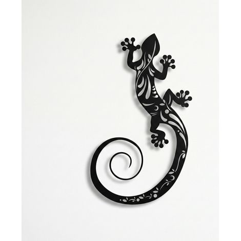 Décoration murale en métal - Silhouette murale de lézard en métal pour décoration de maison, bureau, chambre à coucher, salon (28x46 (1/5)