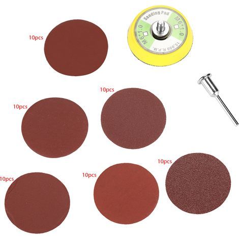 Red round abrasive discs 50 mm (2 inches) – 60 pieces (10 of each grit: 100, 240, 600, 800, 1000, 2000) silicon carbide (1/5)
