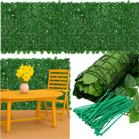 Künstliche Hecke für Balkon, 3x1m, grüner Sichtschutz