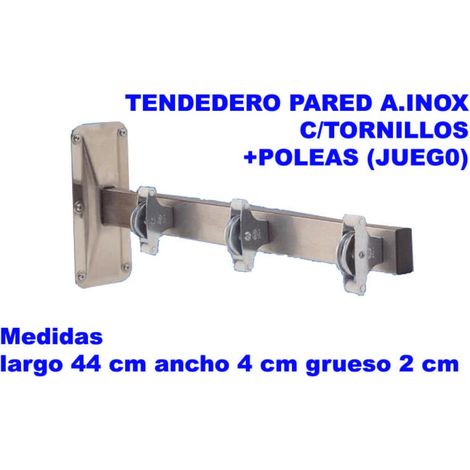 Corde à linge murale en acier inoxydable avec vis et poulies 44 cm x 4 x 2 - 301012
