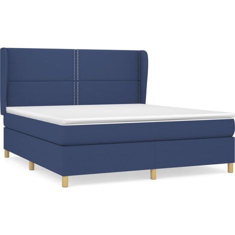 Maison Exclusive - Cama box spring con colchón tela azul 180x200 (1/5)