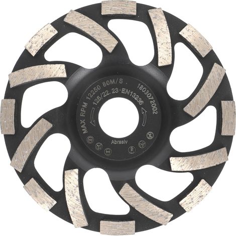 Meule diamantée turbine 125 mm x 22,2 mm – convient au meulage de l'asphalte et des surfaces de précision qualité professionnelle. (1/4)