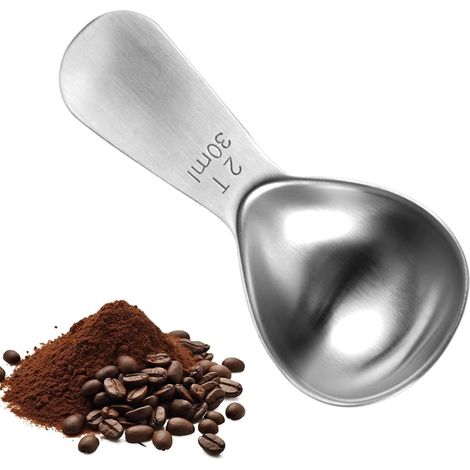 Cuillère doseuse à café 30 ml en acier inoxydable 18/8, idéale pour grains, thé, sucre et farine. Manche court. (1/5)