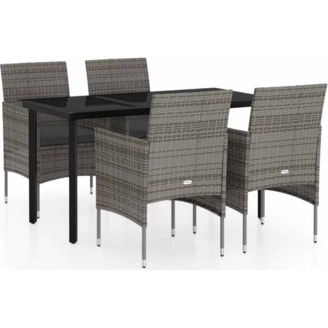 Maison Exclusive - Set da Pranzo da Giardino 5 pz con Cuscini Grigio e Nero (1/5)