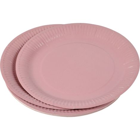 Set de 20 assiettes carton 23 cm Unies rose poudre