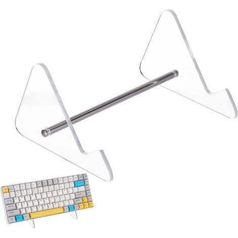 Présentoir de Clavier Support de Clavier Acrylique à 1 Niveau Support Acrylique Transparent Support de Stockage de Clavier Amovible avec Accessoires en Fer de Ton Platine (1/5)