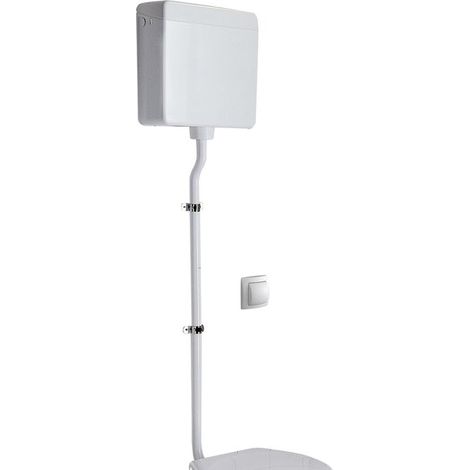 Geberit – Réservoir de chasse d'eau haute position AP123 – Déclenchement pneumatique – Isolation anti-condensation – Alimentation latérale