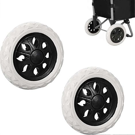 Mujixi Lot de 2 roues de rechange en caoutchouc pour chariot de courses, roues en plastique avec mousse, noires (1/4)