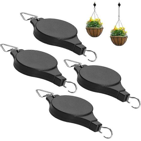 Stück schwarze, einziehbare Pflanzenrollenhaken für Blumenkörbe – verstellbarer Teleskophaken (1/4)